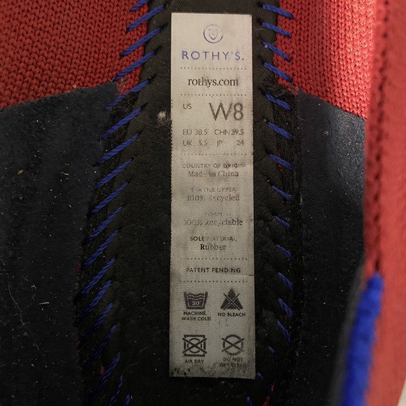 ROTHY'S Ballet Flat Loafer Pointed Toe Red Slip On Textile Size 8 - Picture 9 of 11